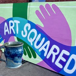 Dancing Pottery - A 12 oz mug that will be on the shelves for Art Squared 2024. 
https://fountainfletcher.com/artsquared/