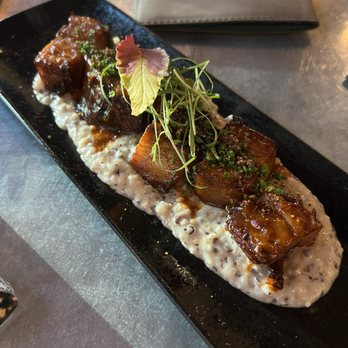 DONS Southern Social - Pork belly burnt ends and grits - Southern Near Me - Hot Springs, Arkansas DONS Southern Social - Pork belly burnt ends and grits - Southern Near Me - Hot Springs, Arkansas