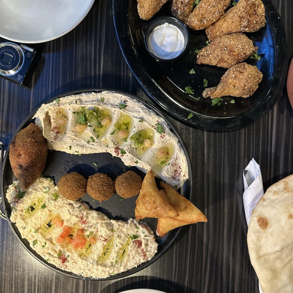 Parkerz - Hummus sampler and wings - Mediterranean Near Me - Houston, Texas Parkerz - Hummus sampler and wings - Mediterranean Near Me - Houston, Texas