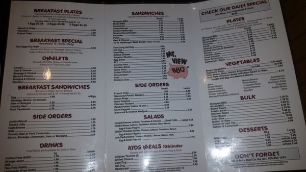 Menu photo 2 Mountain View BBQ Hickory, NC Menu photo 2 Mountain View BBQ Hickory, NC