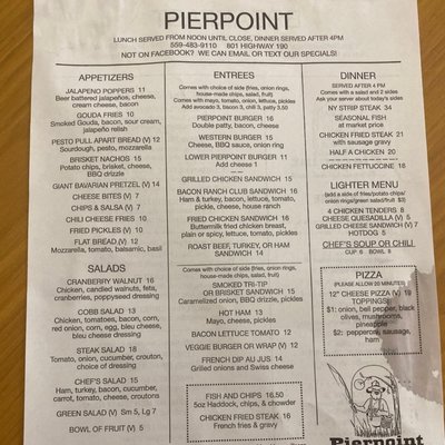Menu photo 3 Pierpoint Bar & Grill Springville, CA Menu photo 3 Pierpoint Bar & Grill Springville, CA
