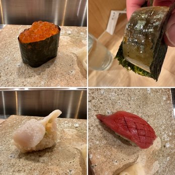 Sushi Kisen - Part of my omakase meal - ikura/ dashi marinated salmon roe, mirugai/ giant clam, chu-toro (bottom right) , can't remember top right - Japanese Near Me - Arcadia, California Sushi Kisen - Part of my omakase meal - ikura/ dashi marinated salmon roe, mirugai/ giant clam, chu-toro (bottom right) , can't remember top right - Japanese Near Me - Arcadia, California