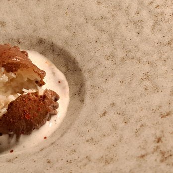 formel B - Brown crab inside (pastry crust broken open) with fermented tomato and gochujang (chili paste). 2024 01 16. M1. - Modern European Near Me - Frederiksberg, 84 formel B - Brown crab inside (pastry crust broken open) with fermented tomato and gochujang (chili paste). 2024 01 16. M1. - Modern European Near Me - Frederiksberg, 84