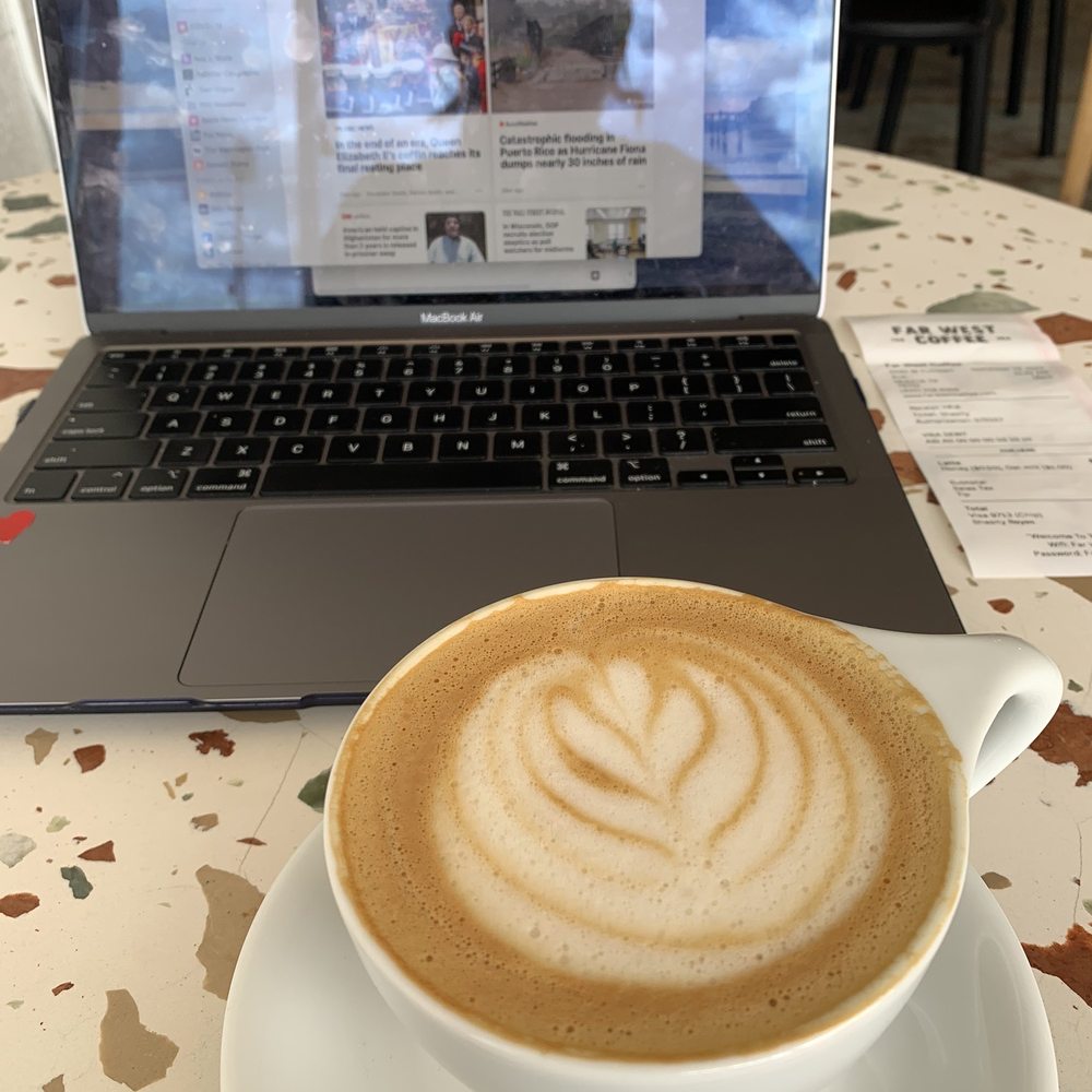 Far West Coffee - honey latte with oat milk :) - Coffee & Tea Near Me - Midland, Texas Far West Coffee - honey latte with oat milk :) - Coffee & Tea Near Me - Midland, Texas