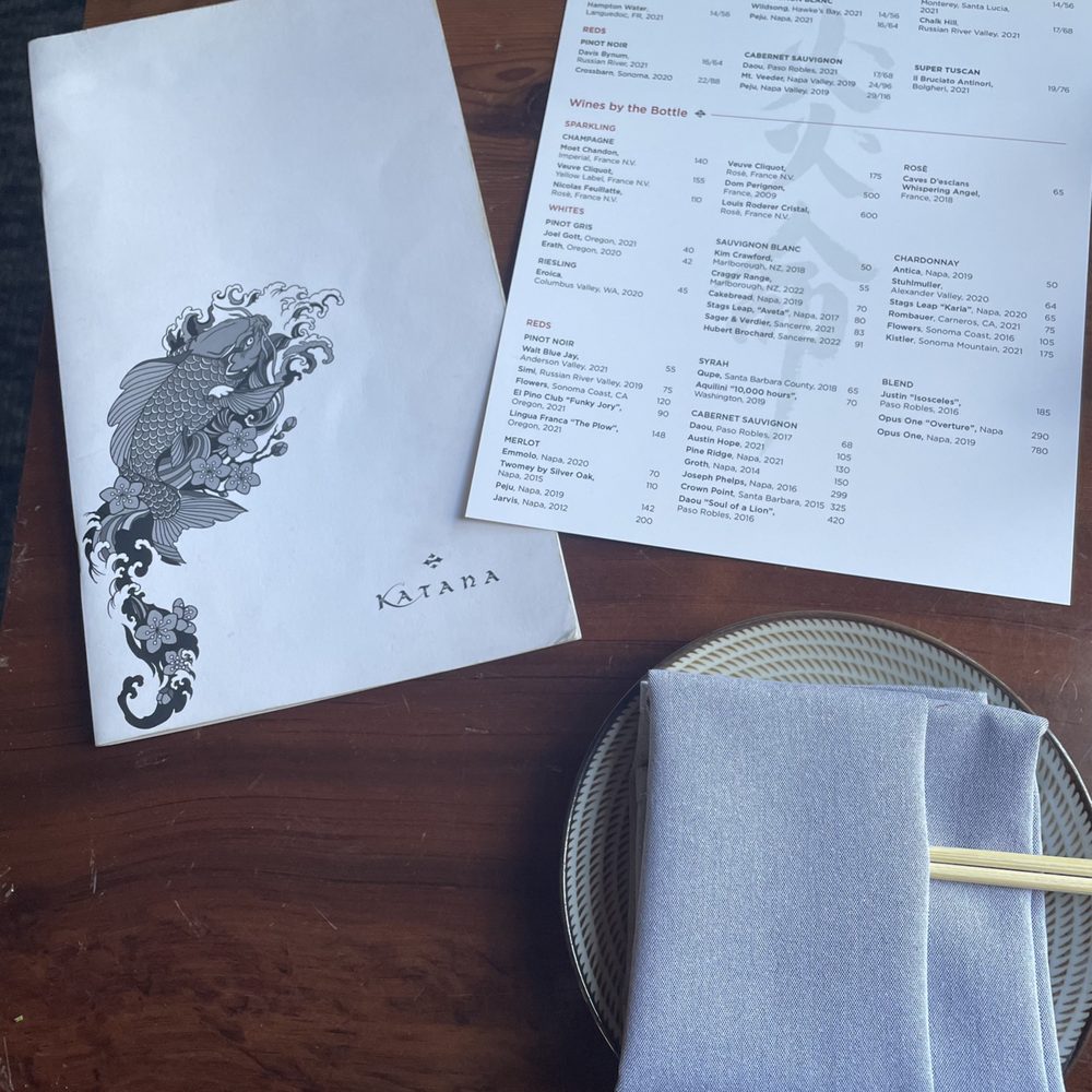 Katana - Menu - Sushi Bars Near Me - West Hollywood, California