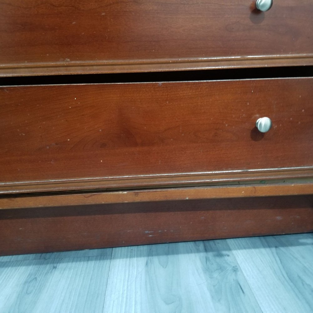 Can't close drawer because the bottom piece is broken Can't close drawer because the bottom piece is broken