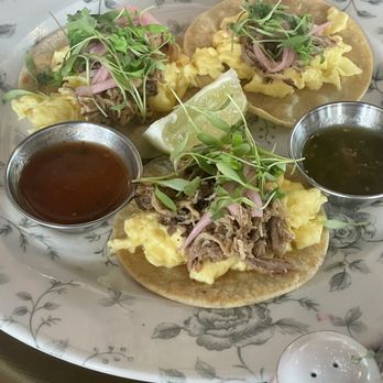 Little Hen - Scrambled and Pork Carnitas Tacos - Breakfast & Brunch Near Me - Weston, Florida Little Hen - Scrambled and Pork Carnitas Tacos - Breakfast & Brunch Near Me - Weston, Florida
