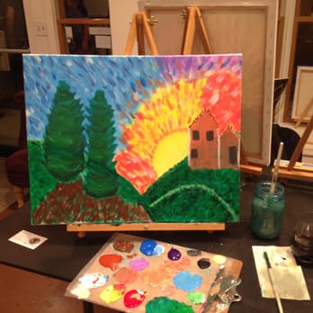 Brush and Barrel - My first painting ever. The teacher was very welcoming and engaging. Loved this place! - Paint & Sip Near Me - Coralville, Iowa