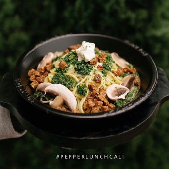 Pepper Lunch - Kale and Spinach Pasta (comes with fried tempeh and mushrooms) - Japanese Near Me - Artesia, California Pepper Lunch - Kale and Spinach Pasta (comes with fried tempeh and mushrooms) - Japanese Near Me - Artesia, California