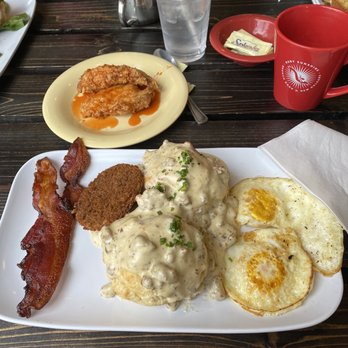 Ruby Sunshine Chattanooga - Southern Breakfast with a side Sweet Heat chicken - Breakfast & Brunch Near Me - Chattanooga, Tennessee
