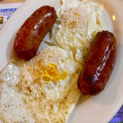 2 eggs over easy with sausage