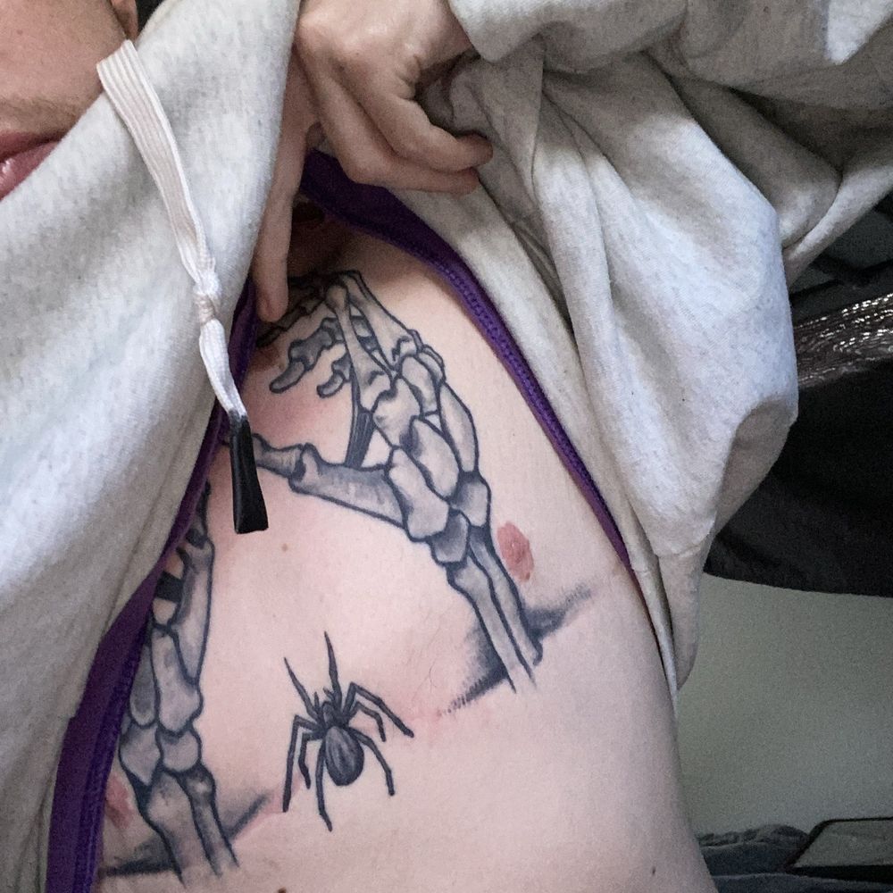 Draw On Me - Skeleton hands choking me and a spider - Tattoo Near Me - Los Angeles, California Draw On Me - Skeleton hands choking me and a spider - Tattoo Near Me - Los Angeles, California