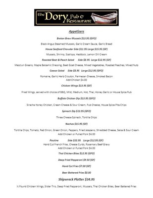 Menu photo 1 The Dory Pub And Restaurant Sydney, NS Menu photo 1 The Dory Pub And Restaurant Sydney, NS