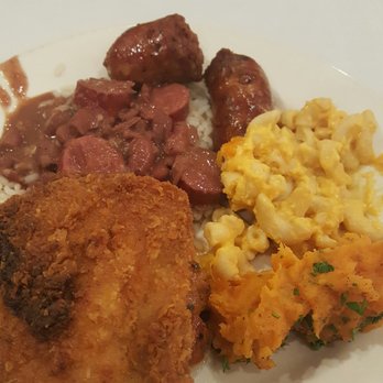 Dooky Chase's Restaurant - Red beans, Mac and cheese, hot sausage links, sweet yams, and chicken - Cajun/Creole Near Me - New Orleans, Louisiana
