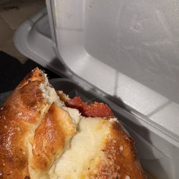 Pepperoni calzone with a hair! Pepperoni calzone with a hair!