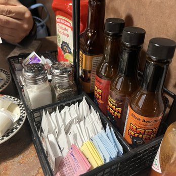 Black Bear Diner San Antonio City Base - Love that they have all the condiments including jellies, butter, and half n half at the table! - Diners Near Me - San Antonio, Texas