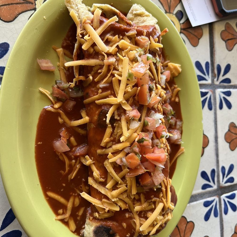 Breakfast Burrito with tofu and red sauce