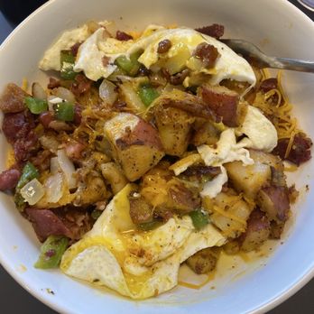 Eggs Up Grill - Augusta St - Loaded Homefry Bowl. Again started to eat before taking my pic. !!! Lol - Breakfast & Brunch Near Me - Greenville, South Carolina Eggs Up Grill - Augusta St - Loaded Homefry Bowl. Again started to eat before taking my pic. !!! Lol - Breakfast & Brunch Near Me - Greenville, South Carolina