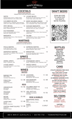 Menu photo 3 Main Street Pub Glen Ellyn, IL Menu photo 3 Main Street Pub Glen Ellyn, IL