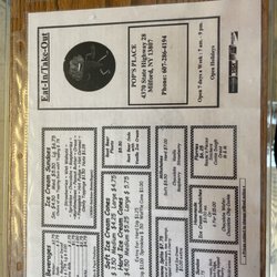 Pop's Place - Ice cream menu
