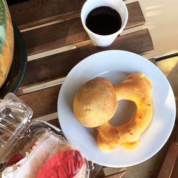 Manolo's Bakery - Pandebono, tres leches cake (peach), coffee. - Bakeries Near Me - Charlotte, North Carolina