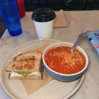 Romancing the Bean Cafe - Chai Latte and half Half Sandwich w/ Souphalf - Coffee & Tea Near Me - Burbank, California