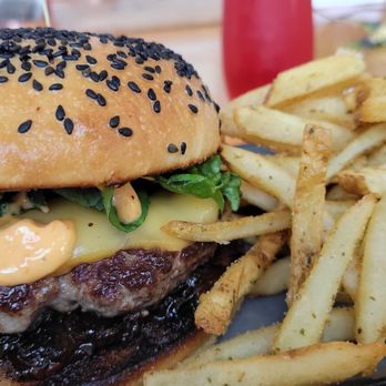 Addie Camp - Gold Star Elk Burger with rosemary fries - Wine Bars Near Me - Soldotna, Alaska Addie Camp - Gold Star Elk Burger with rosemary fries - Wine Bars Near Me - Soldotna, Alaska