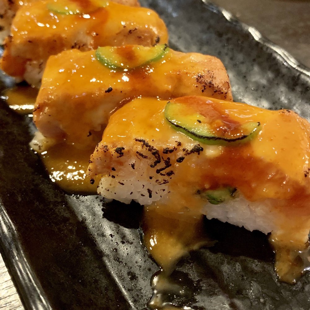 Tonton Sushi - Spicy tuna aburi (torched pressed sushi) - Japanese Near Me - Vancouver, British Columbia Tonton Sushi - Spicy tuna aburi (torched pressed sushi) - Japanese Near Me - Vancouver, British Columbia