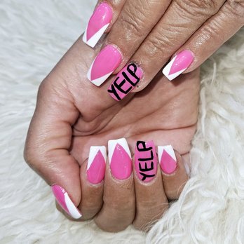 Top Pro Nails - Hot Pink and White $70 - Nail Salons Near Me - Covina, California Top Pro Nails - Hot Pink and White $70 - Nail Salons Near Me - Covina, California