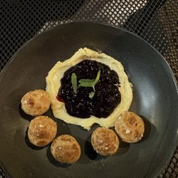 Botanica - Cardamom Chouquettes with White Chocolate Ganache and Blueberry Jam