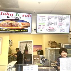 Aloha K Subs - Counter & Menu