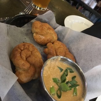 Wynkoop Brewing - Beer cheese with pretzel knots (comes with 4 knots, I was hungry and devoured the first knot before taking the pic) - Pool Halls Near Me - Denver, Colorado Wynkoop Brewing - Beer cheese with pretzel knots (comes with 4 knots, I was hungry and devoured the first knot before taking the pic) - Pool Halls Near Me - Denver, Colorado
