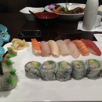 Hayashi Mayple - This is the Regular Sushi: 7 pieces plus 6 California roll, with Miso Soup and salad Beautiful and delicious! Never disappointed ! - Japanese Near Me - Chardon, Ohio Hayashi Mayple - This is the Regular Sushi: 7 pieces plus 6 California roll, with Miso Soup and salad Beautiful and delicious! Never disappointed ! - Japanese Near Me - Chardon, Ohio