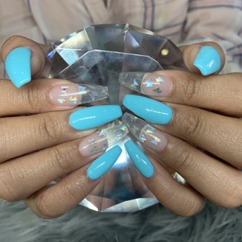 Forever Nails & Spa - Baby blue and clear - Nail Salons Near Me - Costa Mesa, California Forever Nails & Spa - Baby blue and clear - Nail Salons Near Me - Costa Mesa, California