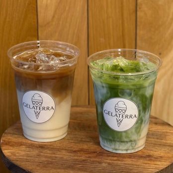 Gelaterra - Iced Matcha and Iced Oat Milk Latte - Coffee & Tea Near Me - Staten Island, New York Gelaterra - Iced Matcha and Iced Oat Milk Latte - Coffee & Tea Near Me - Staten Island, New York