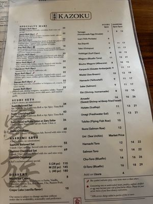 Menu photo 1 Kazoku Edmonds, WA