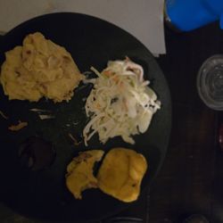 John North's Barbecue - Rolls with shredded pork, mashed and coleslaw.