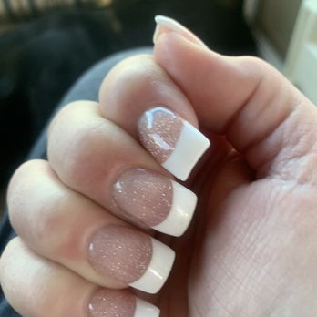 Organic Nail Lounge - Nails with light pink powder glitter and clear gel - Skin Care Near Me - Ione, California Organic Nail Lounge - Nails with light pink powder glitter and clear gel - Skin Care Near Me - Ione, California