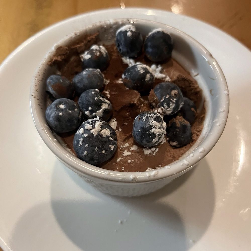 Moya - Chocolate mousse with blueberries - New American Near Me - Jim Thorpe, Pennsylvania Moya - Chocolate mousse with blueberries - New American Near Me - Jim Thorpe, Pennsylvania