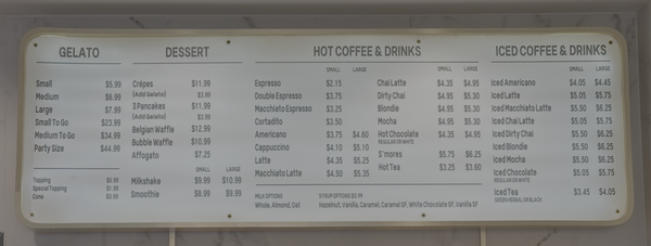 Menu photo 1 I Scream Gelato - Plano, TX Plano, TX