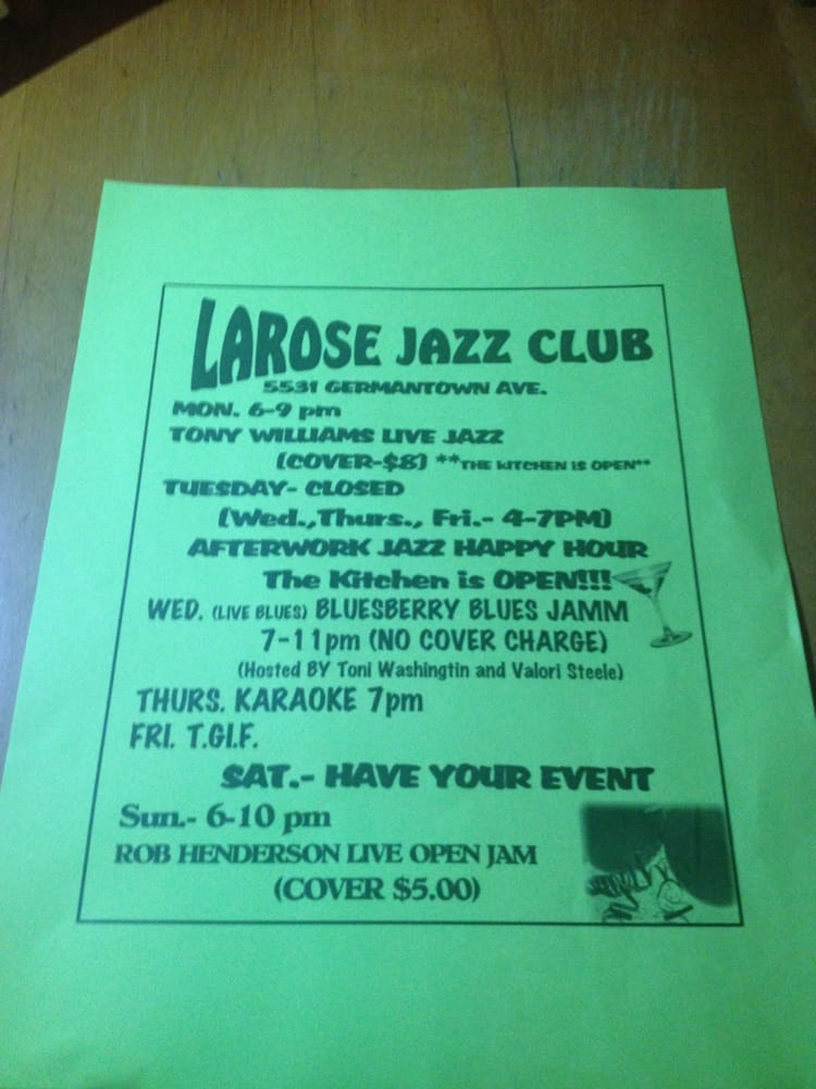 LAROSE JAZZ CLUB Updated October 2024 5531 Germantown Ave, Philadelphia, Pennsylvania Jazz