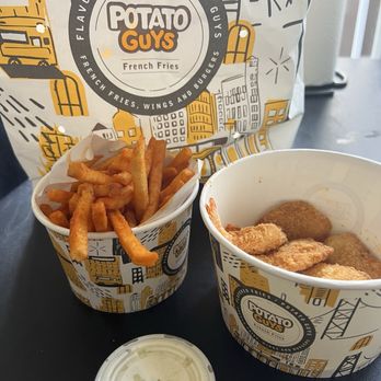 Potato Guys - French fries tomato flavor  and Butterfly Shrimp (6 Pieces) are the best ! - American Near Me - San Mateo, California