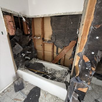 VB Alliance Construction - Bathroom demo - removing damaged walls - General Contractors Near Me - Burbank, California