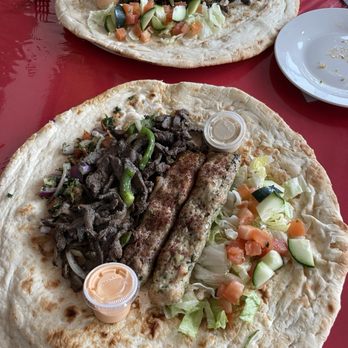 Rehana - Beef shawarma, chicken kebab, hummus on pita/flatbread. Huge. - Egyptian Near Me - Beaverton, Oregon