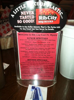 Menu photo 3 Rib City Fort Myers, FL