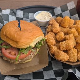 Turkey burger and totts! Turkey burger and totts!