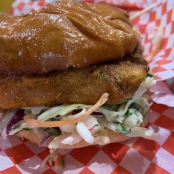 Wooly's - Looks like a fish sandwich - Seafood Near Me - Pismo Beach, California