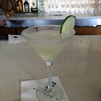 Matthew's Restaurant - Rhubarb Cucumber Martini. - New American Near Me - Jacksonville, Florida Matthew's Restaurant - Rhubarb Cucumber Martini. - New American Near Me - Jacksonville, Florida