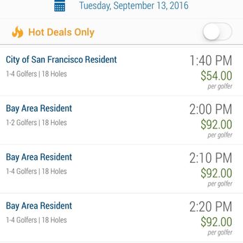TPC Harding Park - Golfnow tee times with no mention of resident card requirement - only mention of a City of San Francisco resident rate - Golf Near Me - San Francisco, California