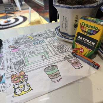 Artbean Coffee - Photo 5: Crayons and coloring drawings - Art Galleries Near Me - New York, New York